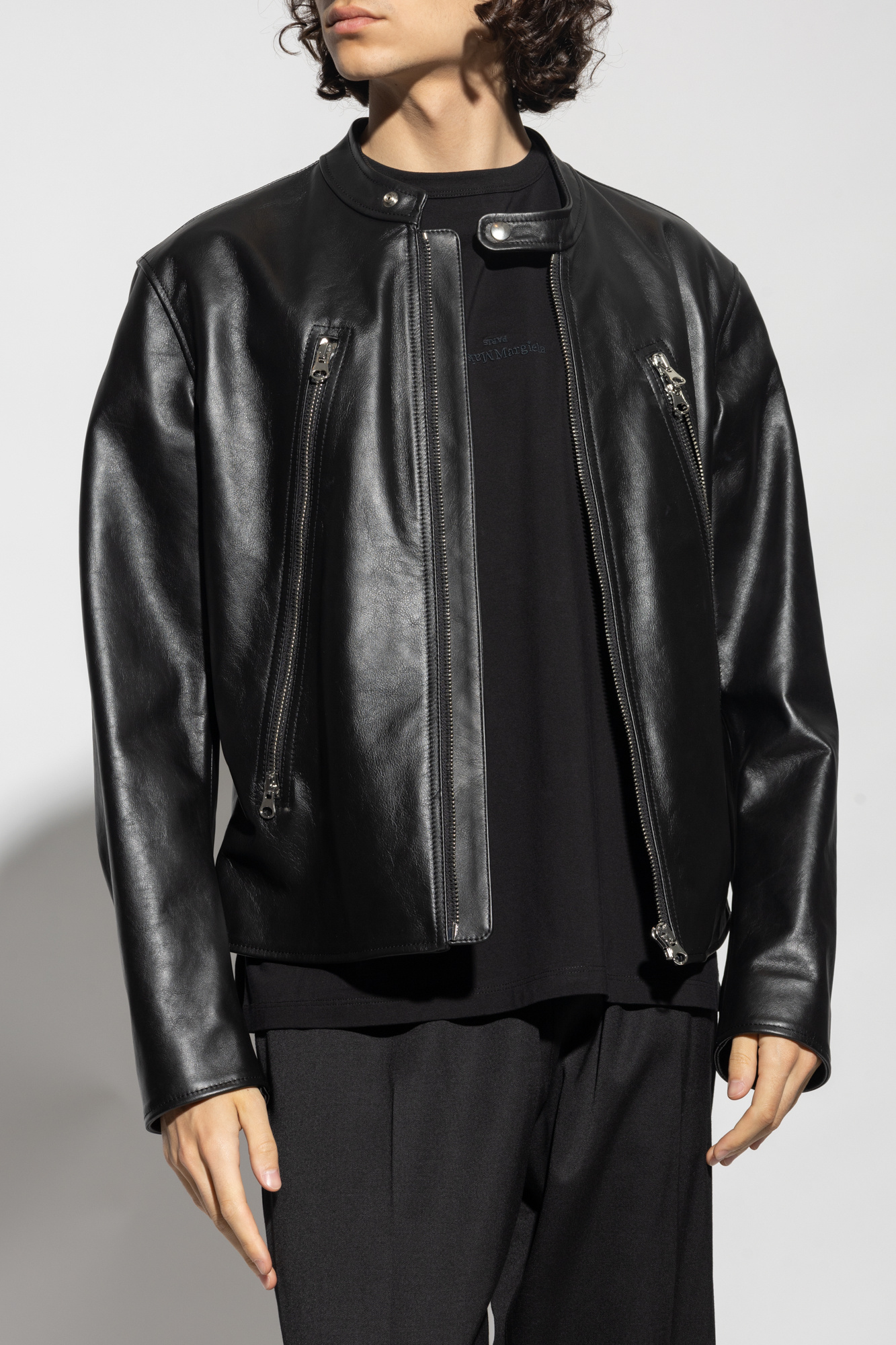 Margiela 5 outlet zip leather jacket